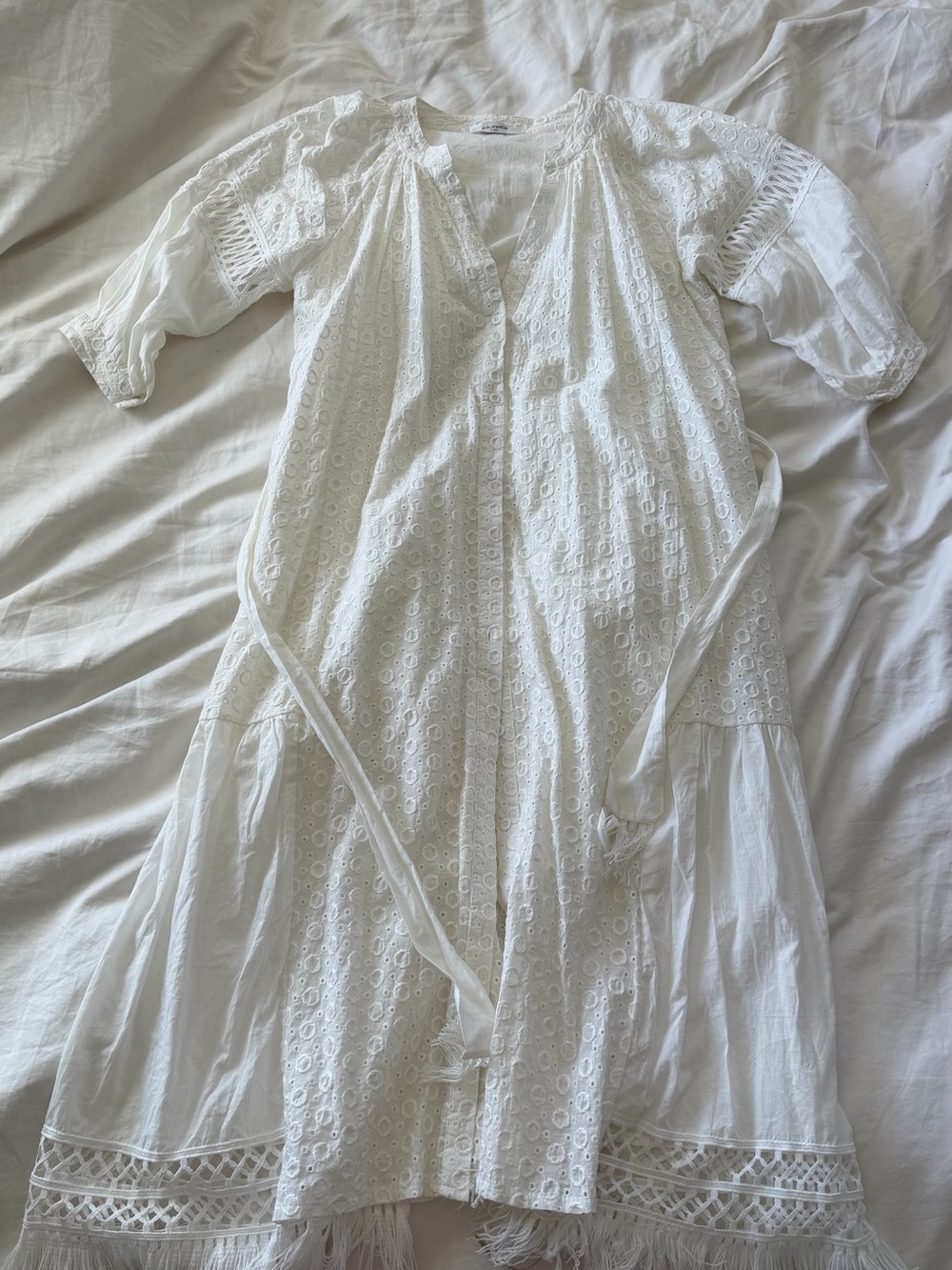 storets White Eyelet Lace Maxi Dress with Tassel Tie - Picture 3 of 4